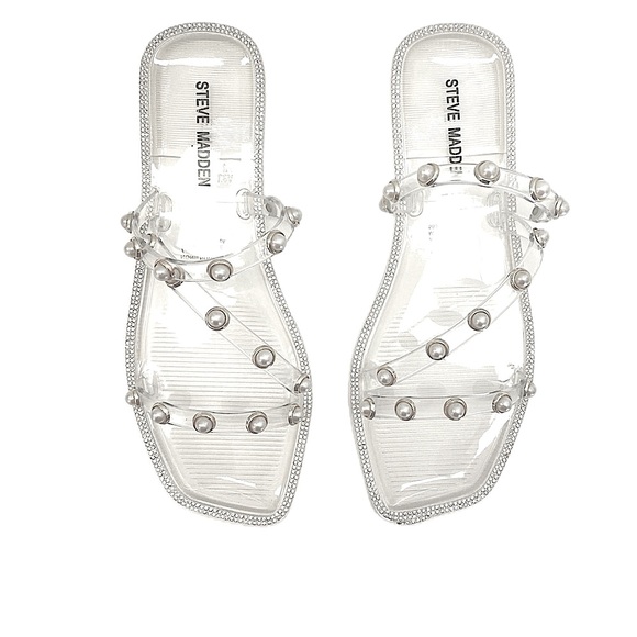 STEVE MADDEN NONII Clear/Pearl Embellished Sandals. Women's Size 7 - Picture 13 of 13